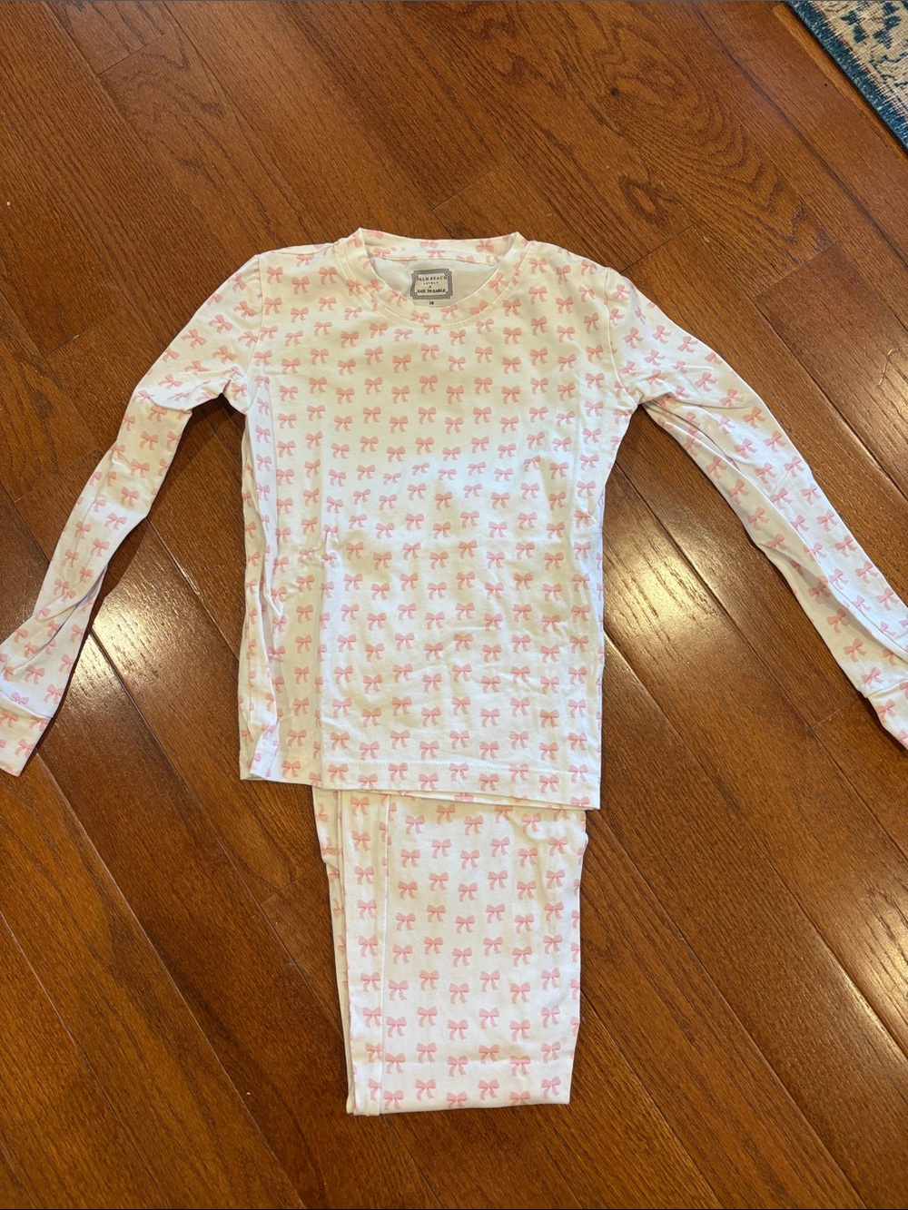 Sail to Sable White Pajama Set with Pink Bow Print
